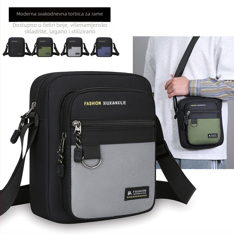 Muška crossbody torba – gradski stil, Oxford tkanina, vodootporna, prozračna, ultra lagana, otporna na habanje