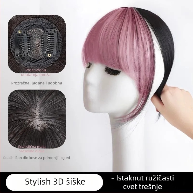 Perika s 3D istaknutim šiškama, lagani topper za volumen, prirodni francuski stil zraka šiške