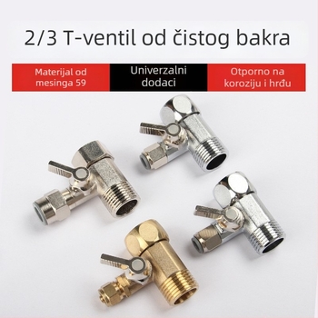 Ventil s tri puta za pročišćivač vode, bakar, model JS1038-3, okretni montažni, 0–90 °C, voda
