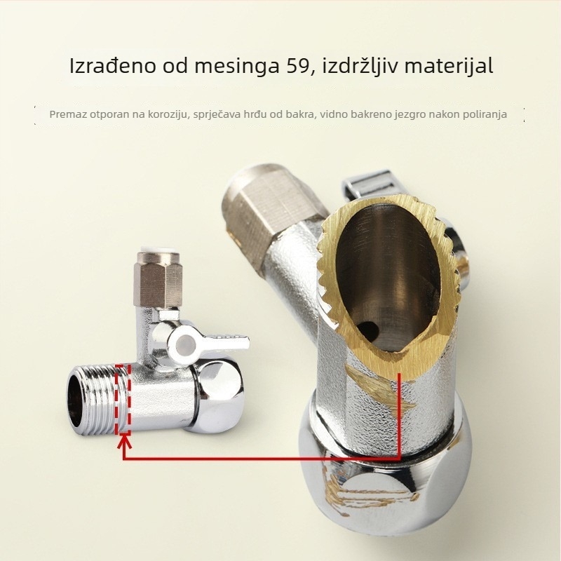 Ventil s tri puta za pročišćivač vode, bakar, model JS1038-3, okretni montažni, 0–90 °C, voda