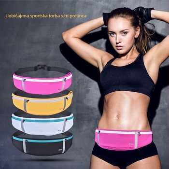 Sportska torbica za pojas od Nylon Lycra, zatvarač, unisex, koreanskog stila s više džepova, model YBFF-20007-3, dimenzije 400×100 mm