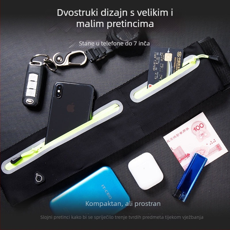 Trkaća torbica za struk s džepom za telefon | Najlon | Unisex | Pogodan za telefone do 7,2 inča | Za jogu, planinarenje i trčanje
