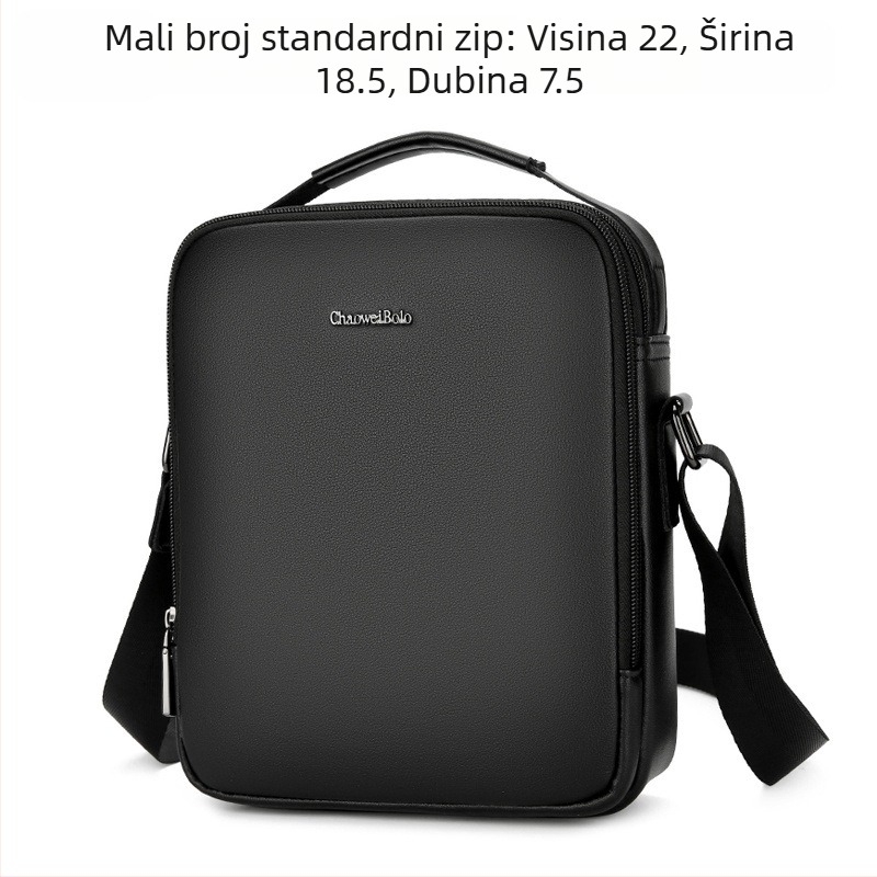 Muška torbica preko ramena od prave kože, gradski minimalistički stil – koža prvog sloja, poliester podstava, kompatibilno s 8-inčnim prijenosnim računalom