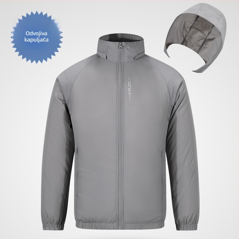 Najlon lagani kaput s odvojivom kapuljom, zatvaračem i bočnim džepovima, za ljeto i posao – otisak prirodnog krajolika