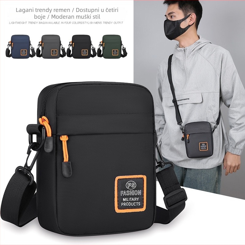 Muška crossbody torbica — gradska jednostavnost; Materijal: Oxford platno; Funkcije: ultralagana, proširiva; Uzorak: jednobojan; Podstava: poliester