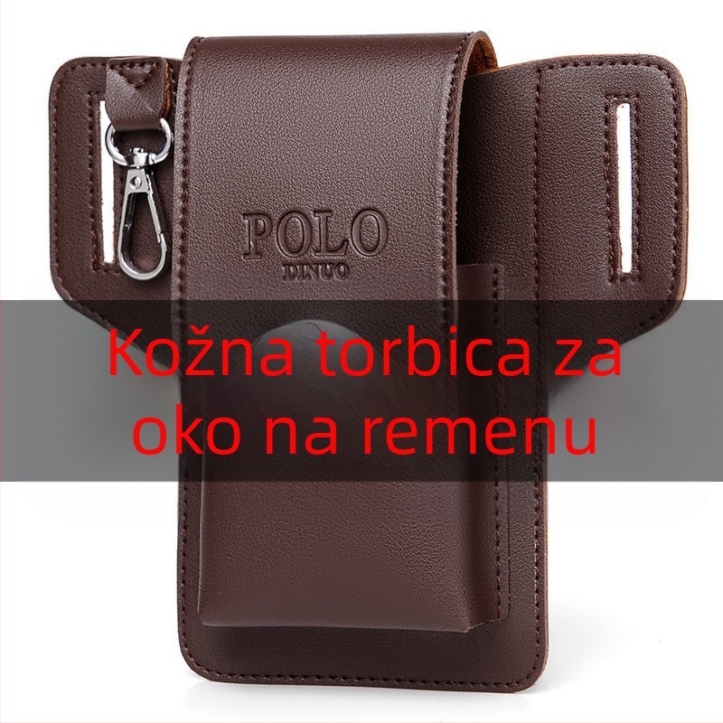 Muška kožna torbica za telefon na pojas, model 888, otvaranje s poklopcem, vertikalni kvadratni oblik, otporna na habanje