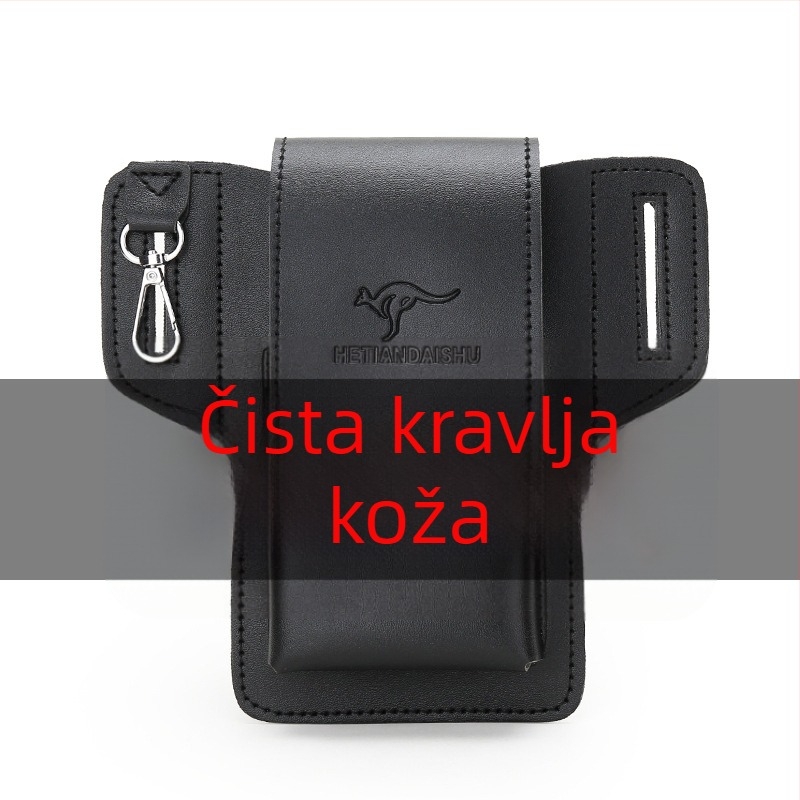 Muška kožna torbica za telefon na pojas, model 888, otvaranje s poklopcem, vertikalni kvadratni oblik, otporna na habanje