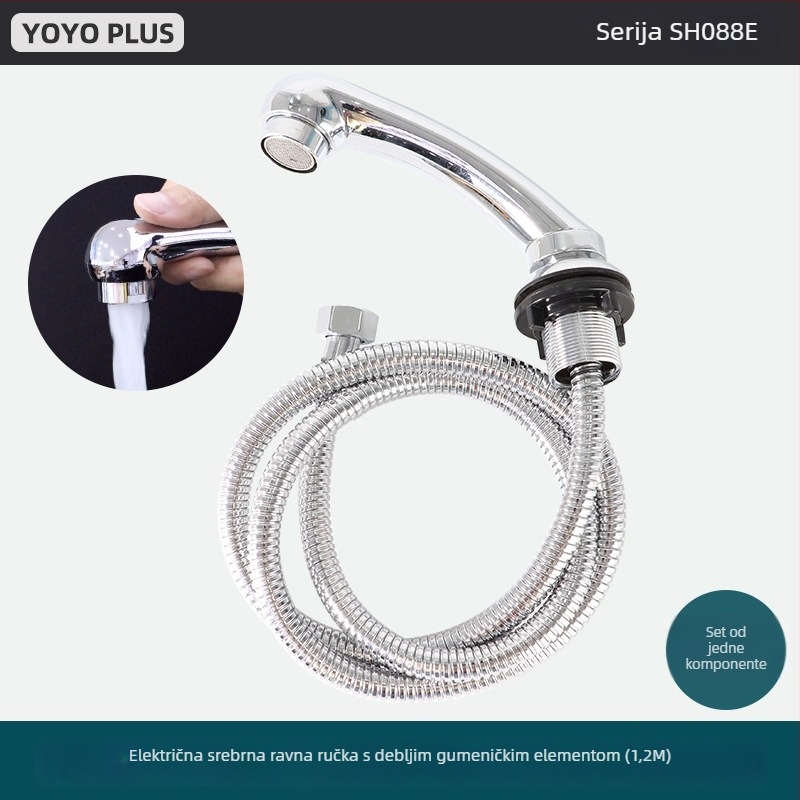 Tuš glava s ravnim držalom i fleksibilnim crijevom – SH088, ABS kromiran, kišni režim, ručna ugradnja