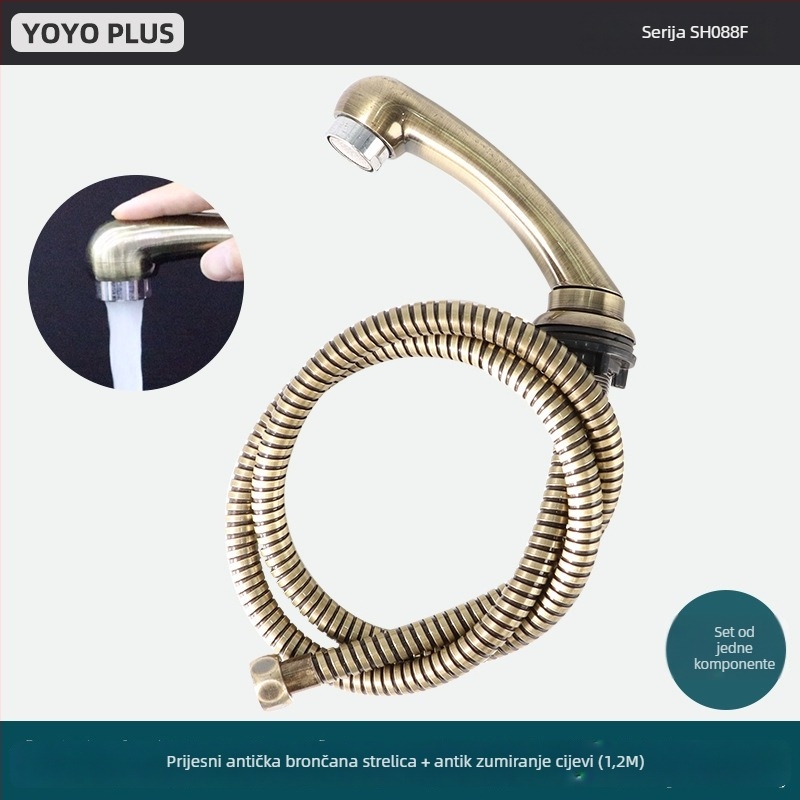 Tuš glava s ravnim držalom i fleksibilnim crijevom – SH088, ABS kromiran, kišni režim, ručna ugradnja