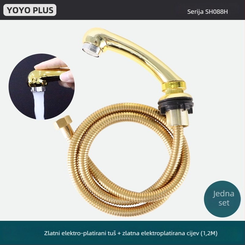 Tuš glava s ravnim držalom i fleksibilnim crijevom – SH088, ABS kromiran, kišni režim, ručna ugradnja