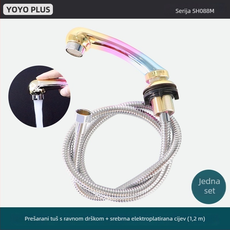 Tuš glava s ravnim držalom i fleksibilnim crijevom – SH088, ABS kromiran, kišni režim, ručna ugradnja
