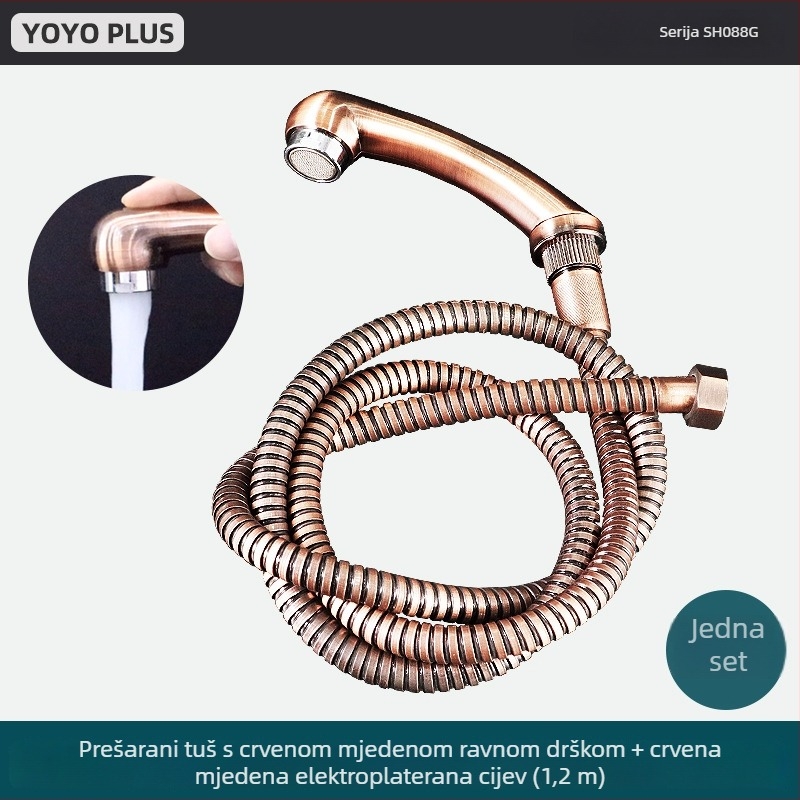 Tuš glava s ravnim držalom i fleksibilnim crijevom – SH088, ABS kromiran, kišni režim, ručna ugradnja