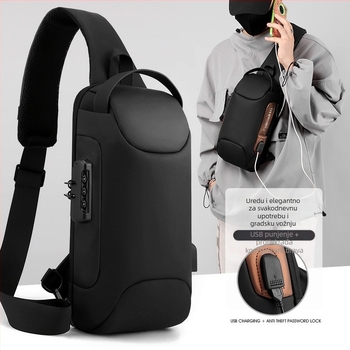 Muška torba za prsa - najlon, protivkrađa, gradski minimalistički stil, jednobojni uzorak, Meitu