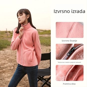 Unisex obostrano polar fleece jakna u kardigan stilu, 100% kašmira, polarni podstava, jednobojna