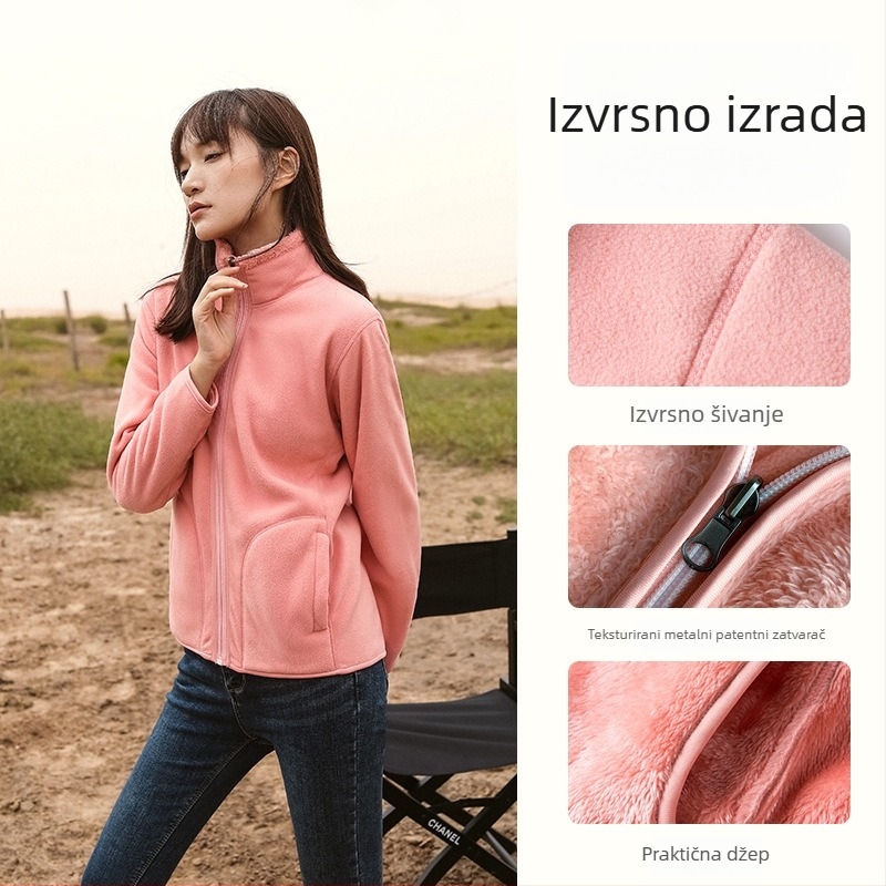 Unisex obostrano polar fleece jakna u kardigan stilu, 100% kašmira, polarni podstava, jednobojna