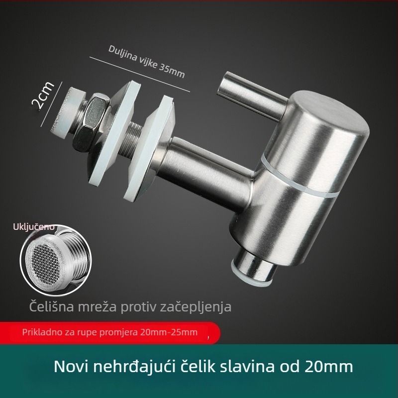 Kran za vino od nehrđajućeg čelika s filtrom - 304, keramički disk ventil, promjer sjedišta 20 mm, promjer ulazne/izlazne cijevi 20 mm, brušeni završetak