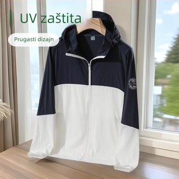 Unisex vanjska jakna za vjetar s kapuljom, prozračna, UPF50+, brzo sušeća, najlon