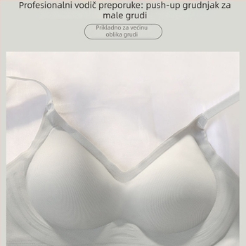 Bezšivna grudnjica s mekom podrškom, bez žice, nylon tkanina 80–90%, prozračna, oblikuje leđa, za žene