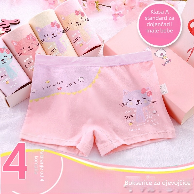 Dječje bokserice za djevojčice od čistog pamuka - 91-95% pamuka, sigurnosna klasa A, za djecu 3-8 godina