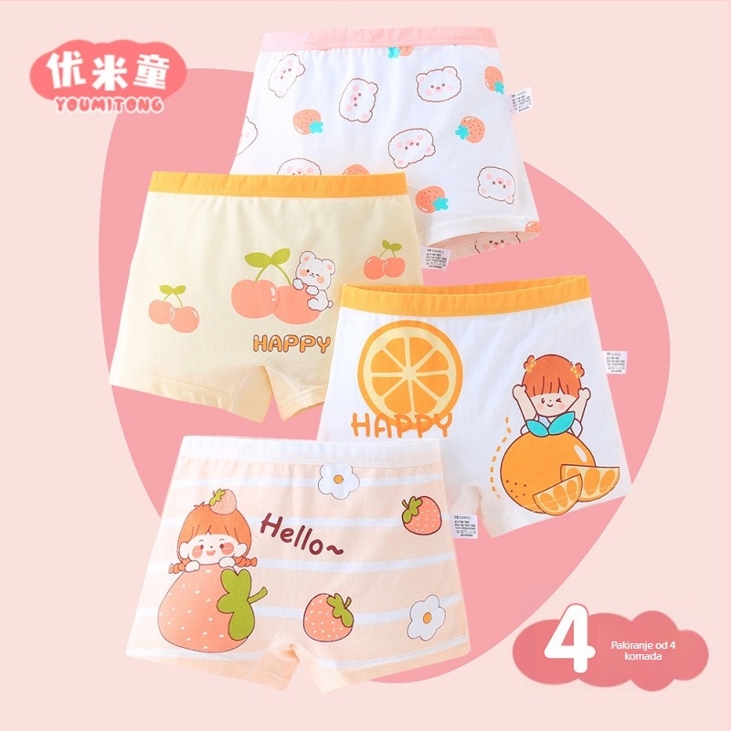 Dječje bokserice za djevojčice od čistog pamuka - 91-95% pamuka, sigurnosna klasa A, za djecu 3-8 godina