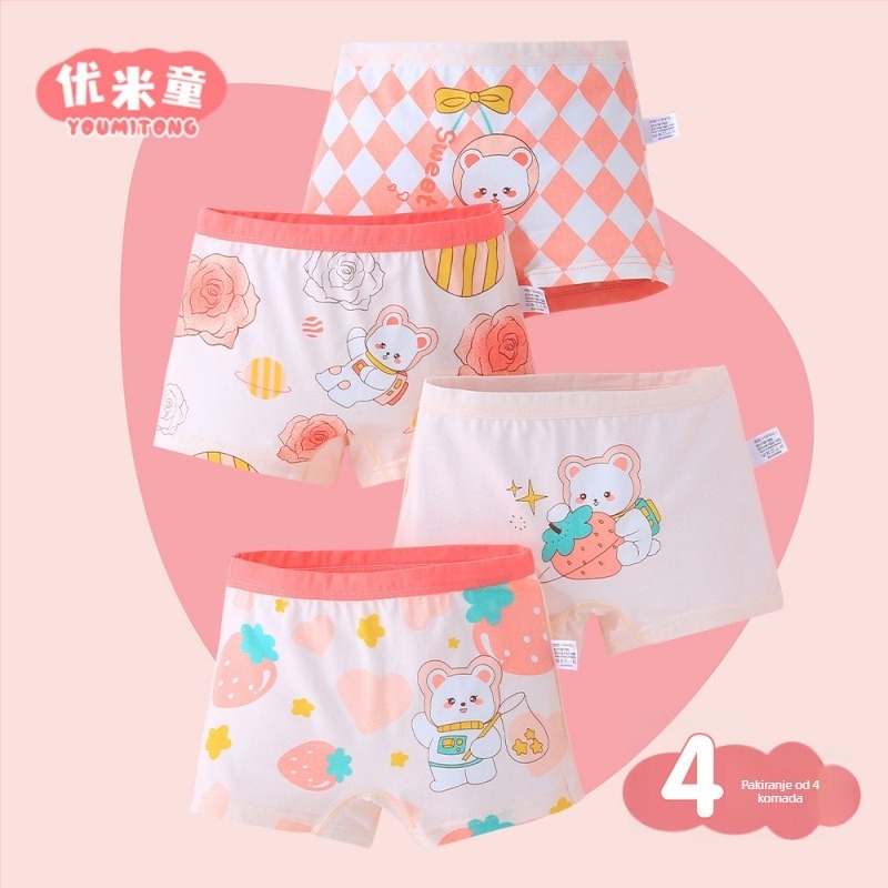 Dječje bokserice za djevojčice od čistog pamuka - 91-95% pamuka, sigurnosna klasa A, za djecu 3-8 godina