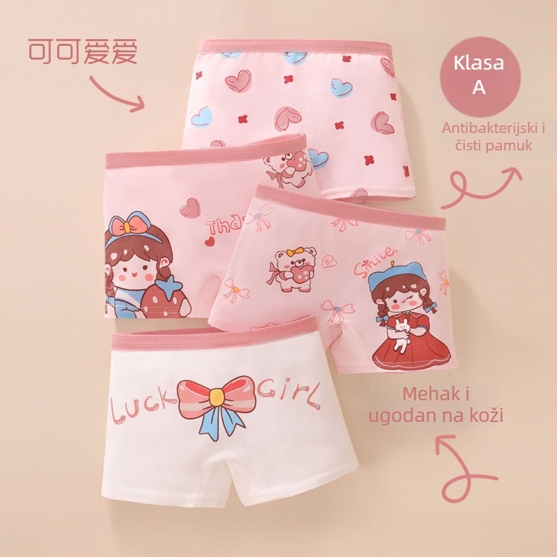 Dječje pamucne bokserice za djevojčice, 95% pamuk, sigurnosna klasa A, za djecu 3-8 godina