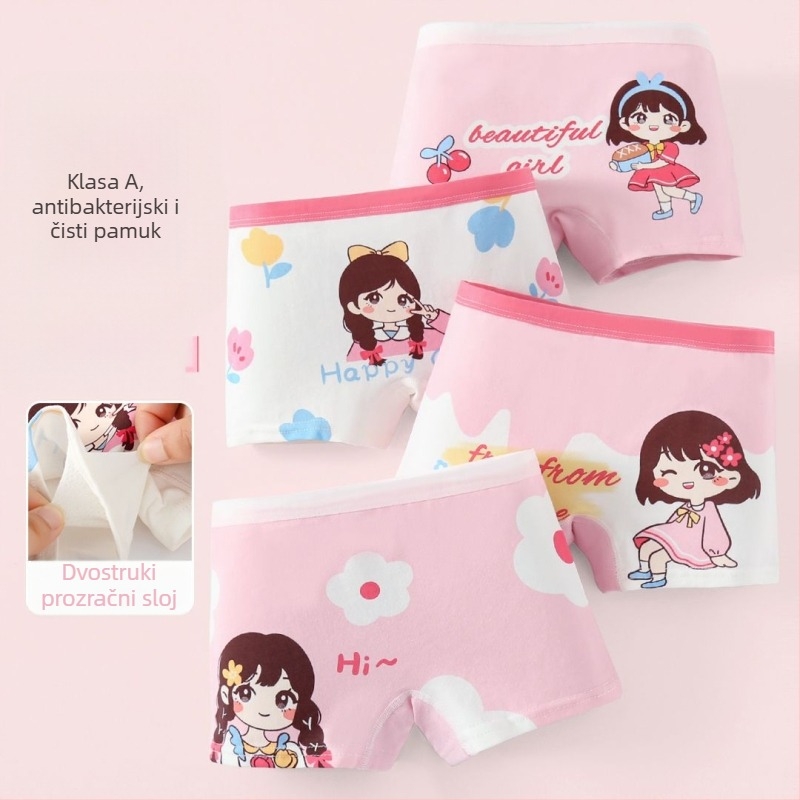 Dječje pamucne bokserice za djevojčice, 95% pamuk, sigurnosna klasa A, za djecu 3-8 godina