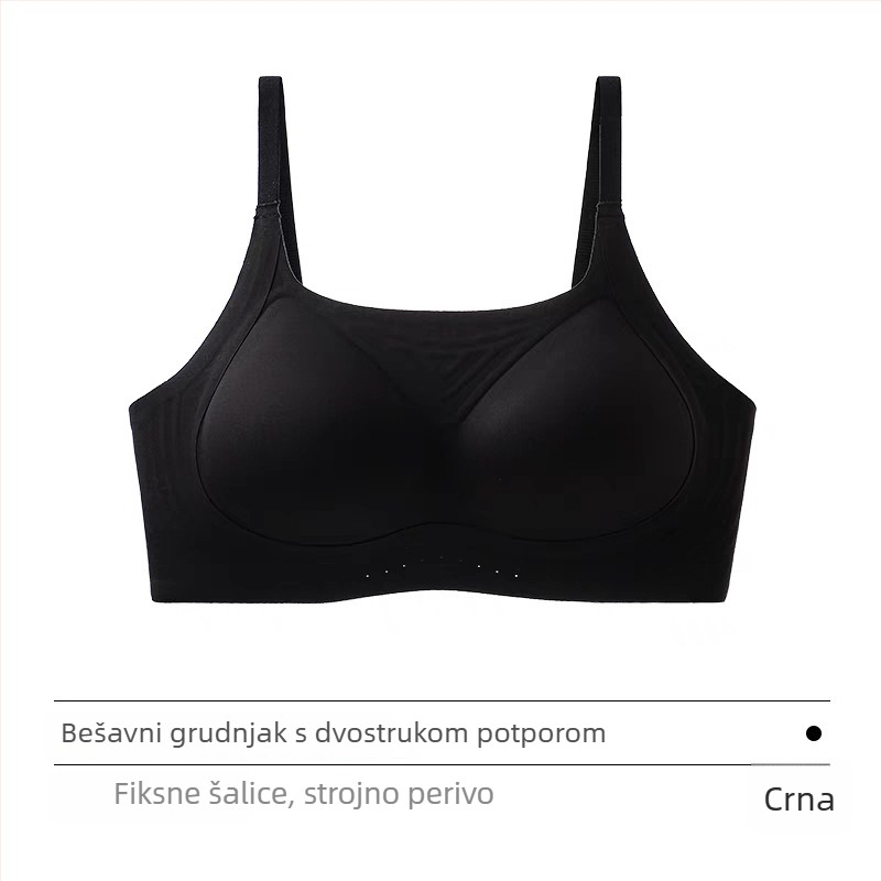 Bešavni grudnjak s tankim oblikovanim košaricama, bez čeličnih umetaka, fiksne dvostruke naramenice, stražnje troredno kopčanje