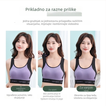 Bez naramenica sportski grudnjak za trčanje, 3/4 košarica, prozračni najlon, gornja podrška, lijep leđa, upijanje znoja