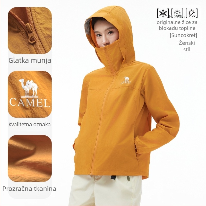 Camel Vanjska vjetrovka s UV zaštitom, lagana i prozračna, s kapuljom, unisex