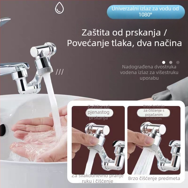 Slavina s mehaničkim produžnim ramenom, glava protiv prskanja, aerator, spiralni priključak, nehrđajući čelik i PP