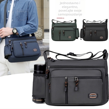 Muška torba preko ramena (crossbody) - Oxford tkanina, podstava od poliestera, jednobojni dizajn, prozračna, otporna na habanje, proširiva