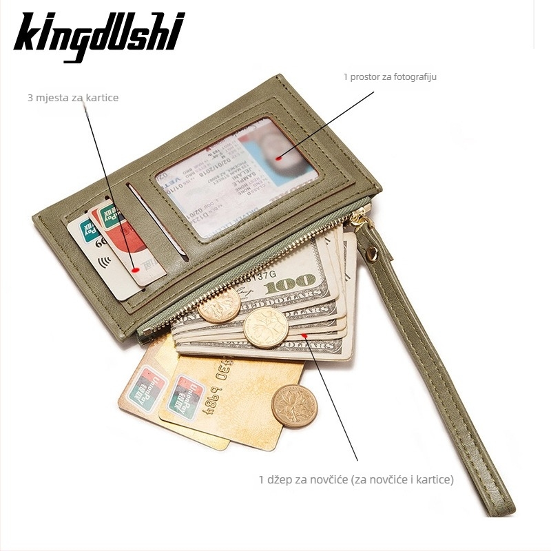 Kingdushi PU novčanik, stil Fresh and Sweet, poliester podstava, proljeće 2023
