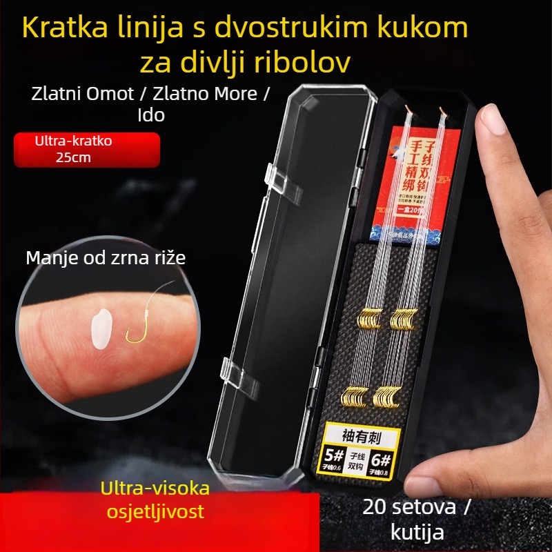 Ribolovni kuk s dizajnom manšete (Jinhaixi/Izu), dvostruki kuk za riječnu ribolov, pakiranje 100 komada