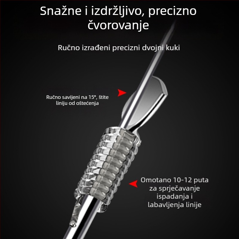 Ribolovni kuk s dizajnom manšete (Jinhaixi/Izu), dvostruki kuk za riječnu ribolov, pakiranje 100 komada