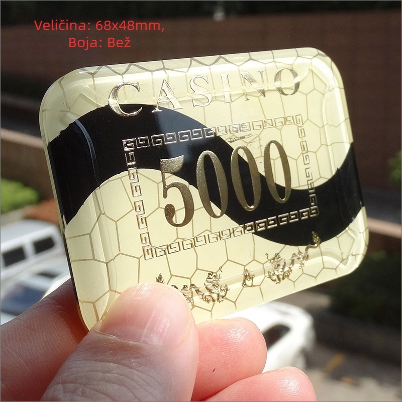 Akrilni žetoni s kovinskim završetkom za prostorije za šah i karte, kružnog i kvadratnog oblika, prilagodljivi, brend Joie casino/qiao yu