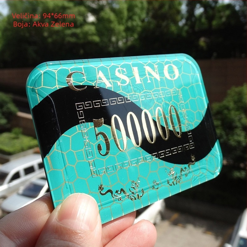 Akrilni žetoni s kovinskim završetkom za prostorije za šah i karte, kružnog i kvadratnog oblika, prilagodljivi, brend Joie casino/qiao yu