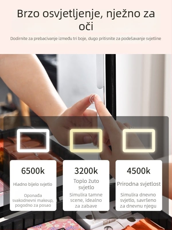 Metalna kutija za kozmetiku s ugrađenom lampom i ogledalom, prijenosna, zaključava se