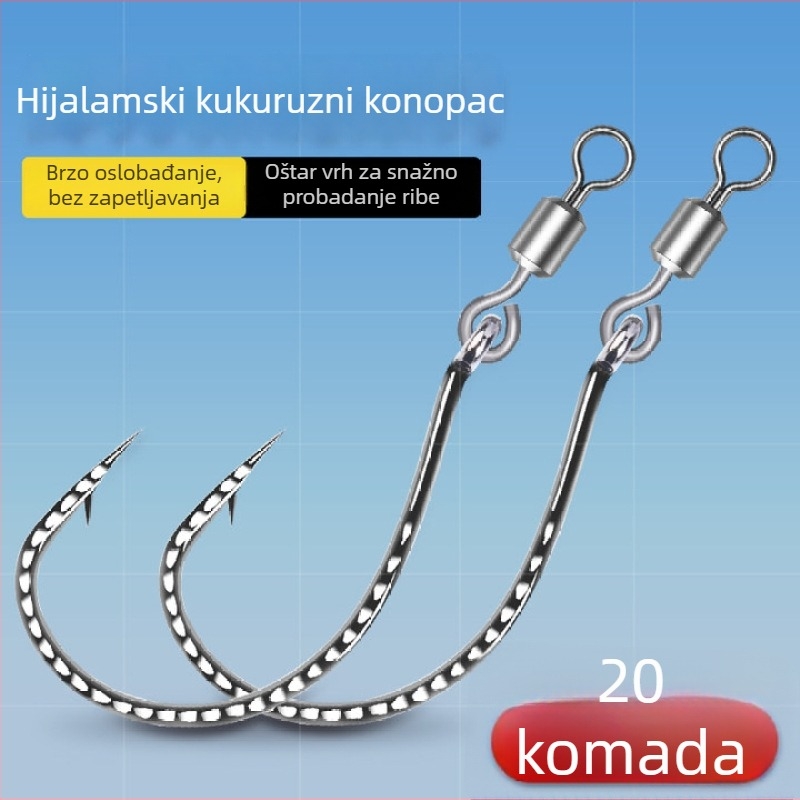 Ribički kuka s ojačanim 8003, osmerokutni prsten, okrenuti kukić i mekani mamac, za bass i mandarinske ribe