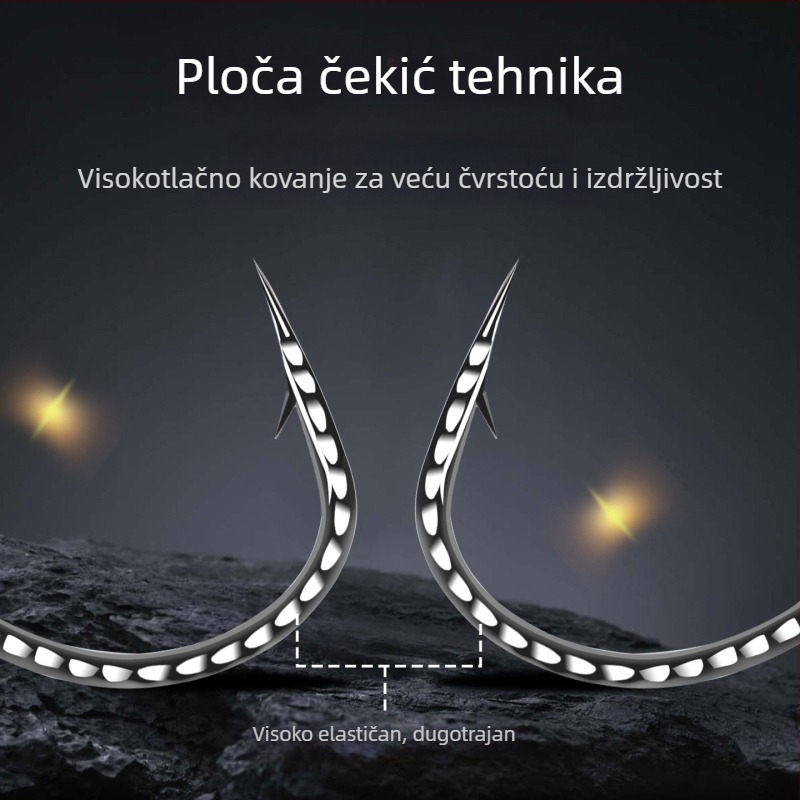 Ribički kuka s ojačanim 8003, osmerokutni prsten, okrenuti kukić i mekani mamac, za bass i mandarinske ribe