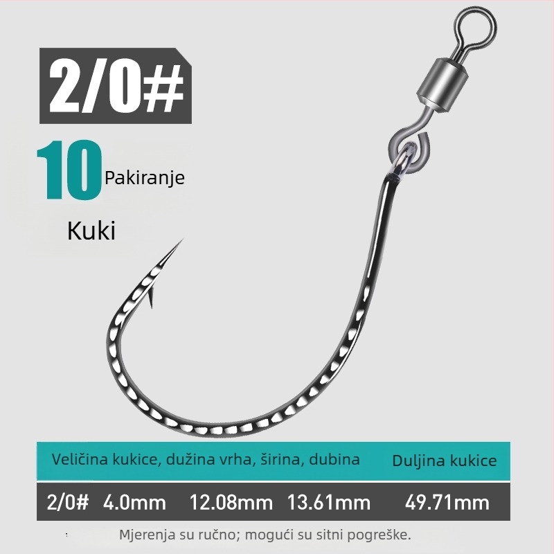 Ribički kuka s ojačanim 8003, osmerokutni prsten, okrenuti kukić i mekani mamac, za bass i mandarinske ribe