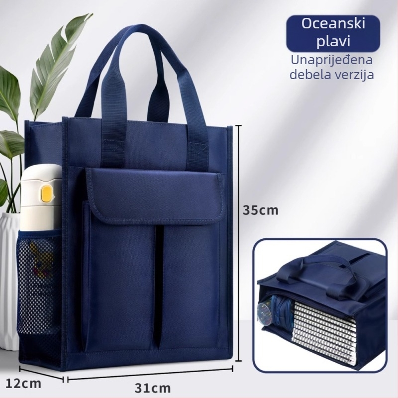 Oxford platnena torba za dokumente za učenike — Jerry, platno, zatvarač, nagnuti rub