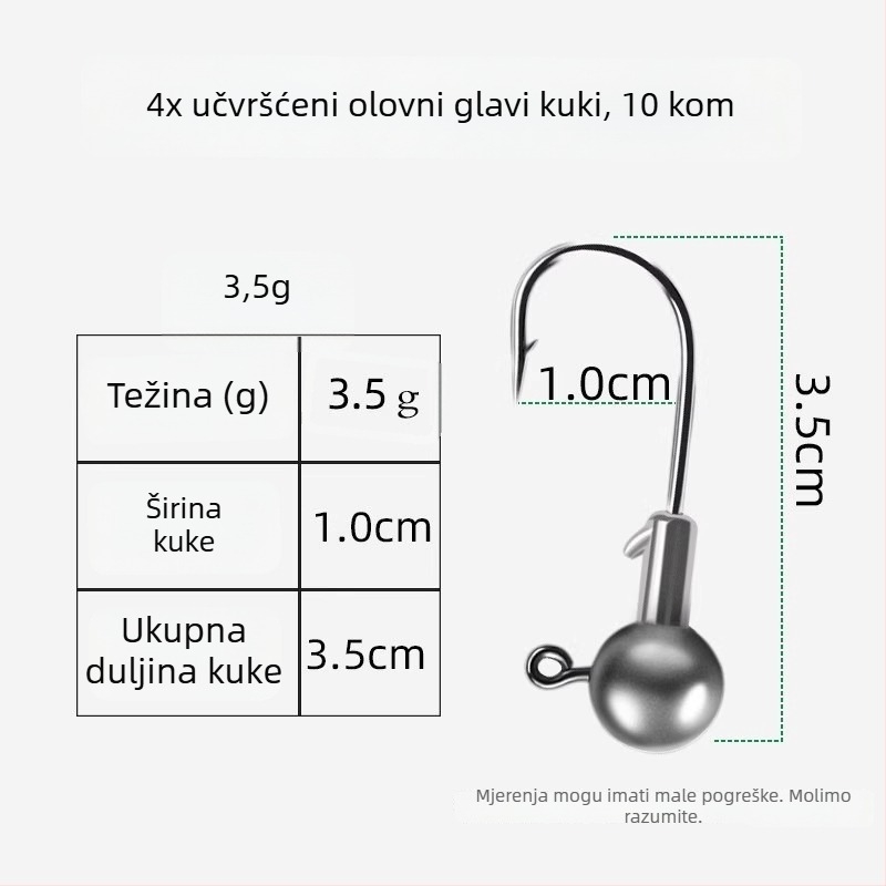 Lead Head Hook br. 3 – s bodljom, za ribolov u rezervoaru, 50 000 komada