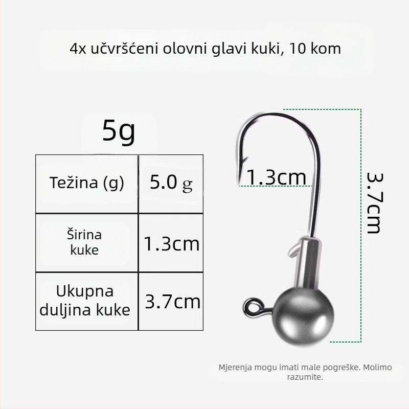 Lead Head Hook br. 3 – s bodljom, za ribolov u rezervoaru, 50 000 komada