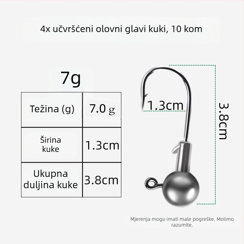 Lead Head Hook br. 3 – s bodljom, za ribolov u rezervoaru, 50 000 komada