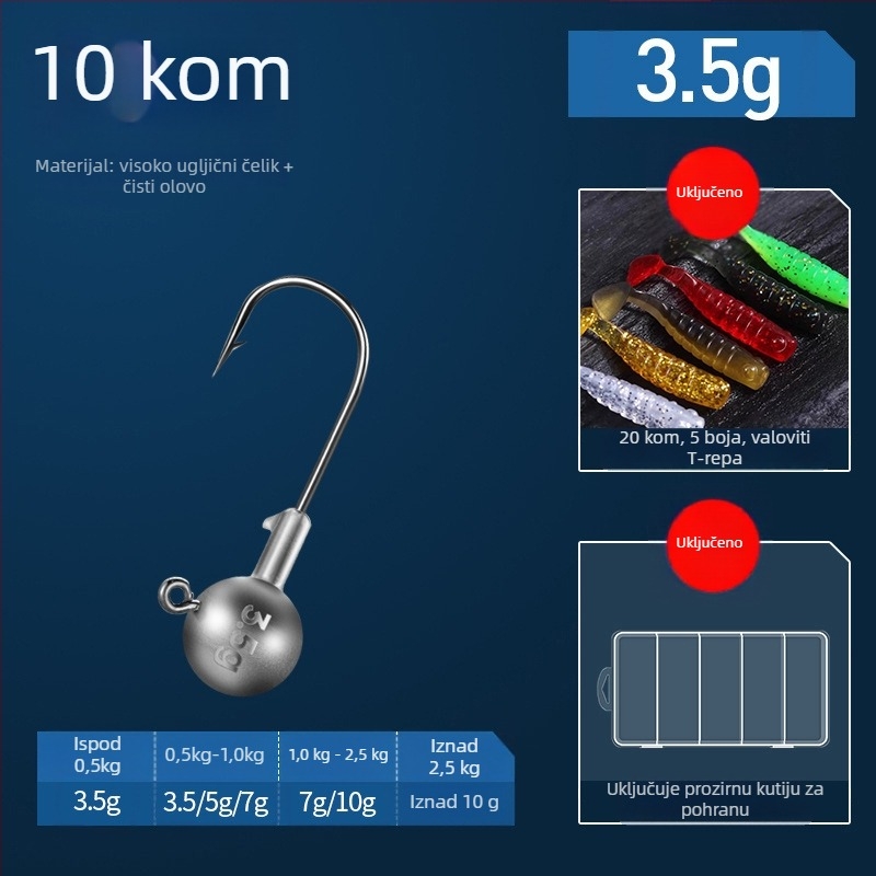 Lead Head Hook br. 3 – s bodljom, za ribolov u rezervoaru, 50 000 komada