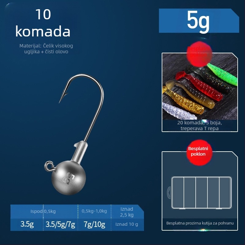 Lead Head Hook br. 3 – s bodljom, za ribolov u rezervoaru, 50 000 komada