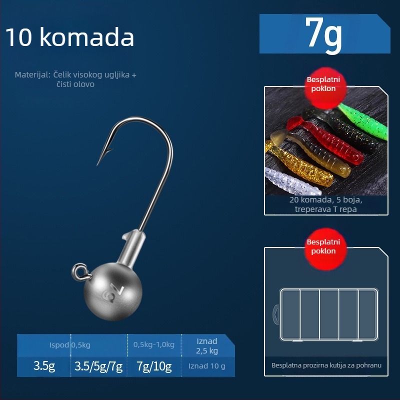 Lead Head Hook br. 3 – s bodljom, za ribolov u rezervoaru, 50 000 komada
