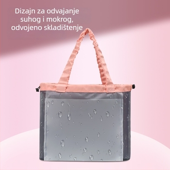 Torba za plivanje s odjeljivanjem mokro-suhu, kubični oblik, materijal memorijske pletenine, veliki model, višenamenska putna torba
