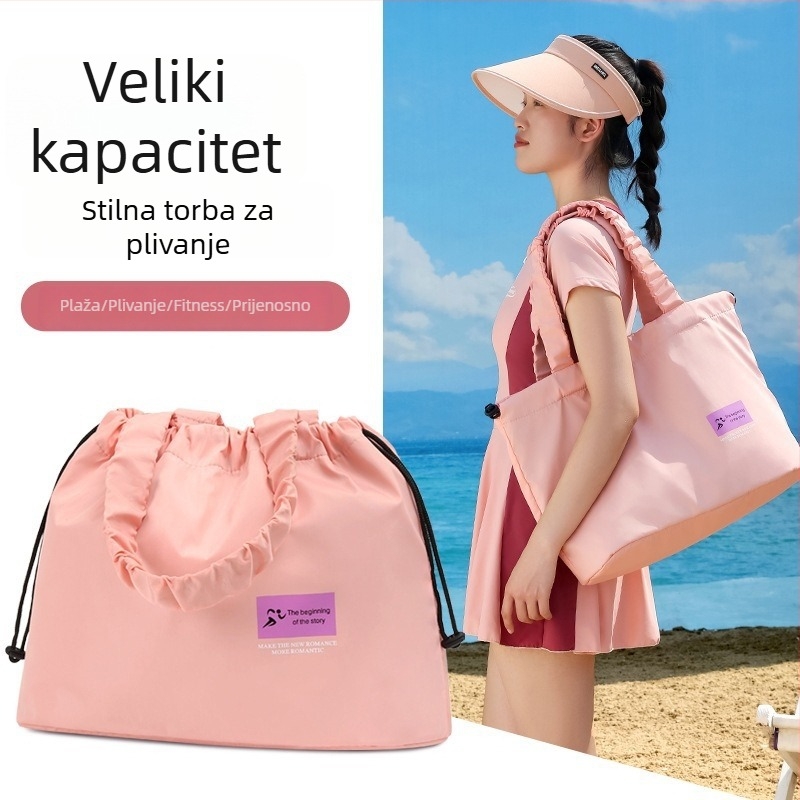 Torba za plivanje s odjeljivanjem mokro-suhu, kubični oblik, materijal memorijske pletenine, veliki model, višenamenska putna torba